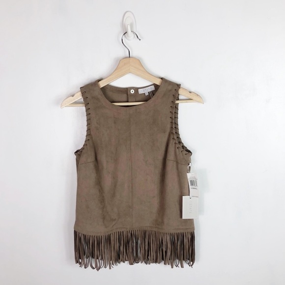NWT 1. State Faux Suede Fringe Bottom Tank Top - Picture 3 of 8